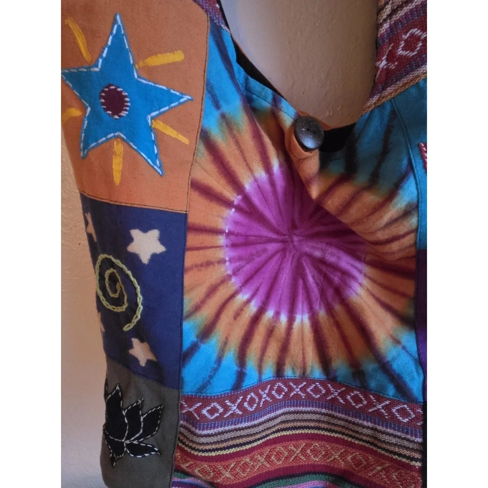 Gypsy Rose Slingback Purse Hippie Hobo Bag Tie Dye 70s Retro